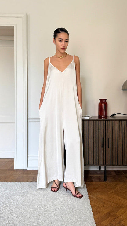 Natalie Satin Jumpsuit - Ivory