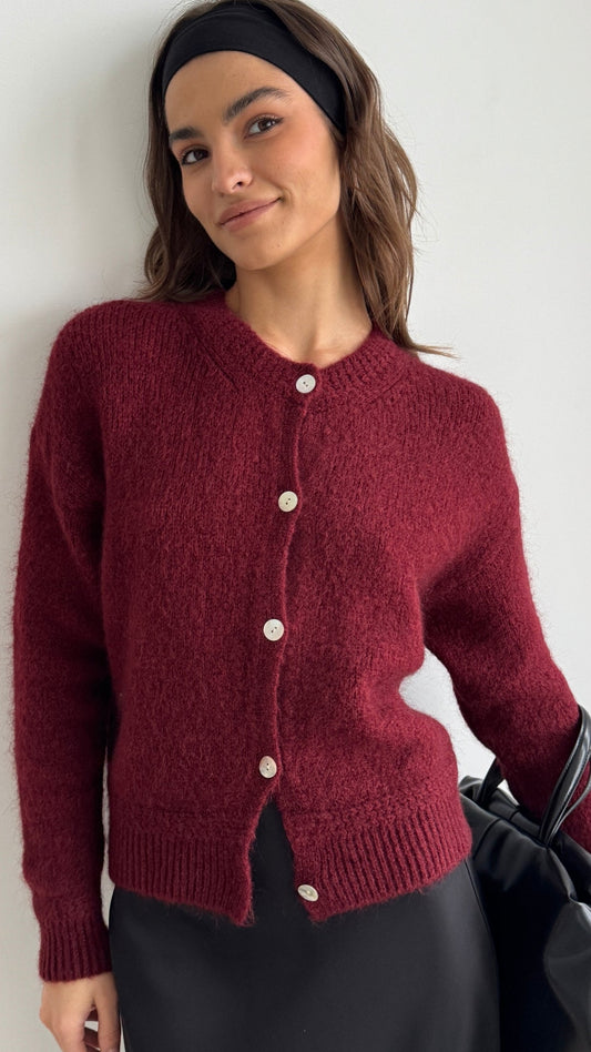 Reyna Cardigan - Dark Cherry