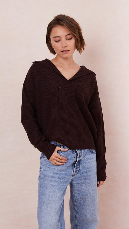Quinn Cashmere Blend Sweater  - Chocolate