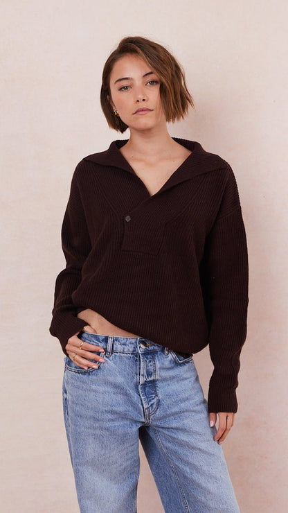 Quinn Cashmere Blend Sweater  - Chocolate