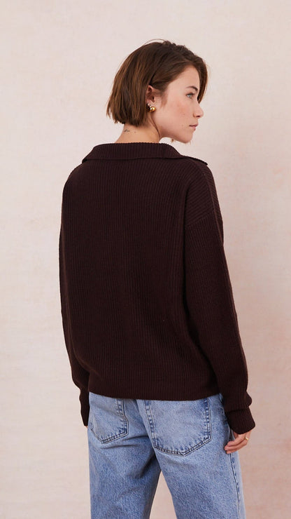 Quinn Cashmere Blend Sweater  - Chocolate