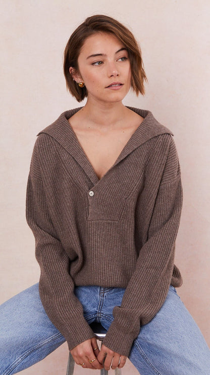 Quinn Cashmere Blend Sweater - Taupe