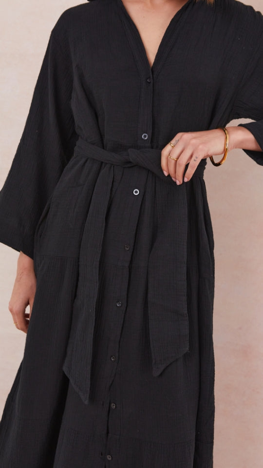 Marika Shirt Dress - Black