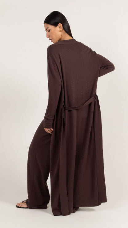 Sofia Long Line Cardigan - Dark Espresso