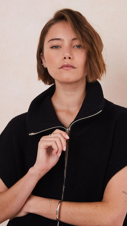 Millie Sleeveless Knit Cardigan - Black