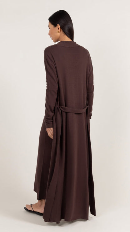 Sofia Long Line Cardigan - Dark Espresso