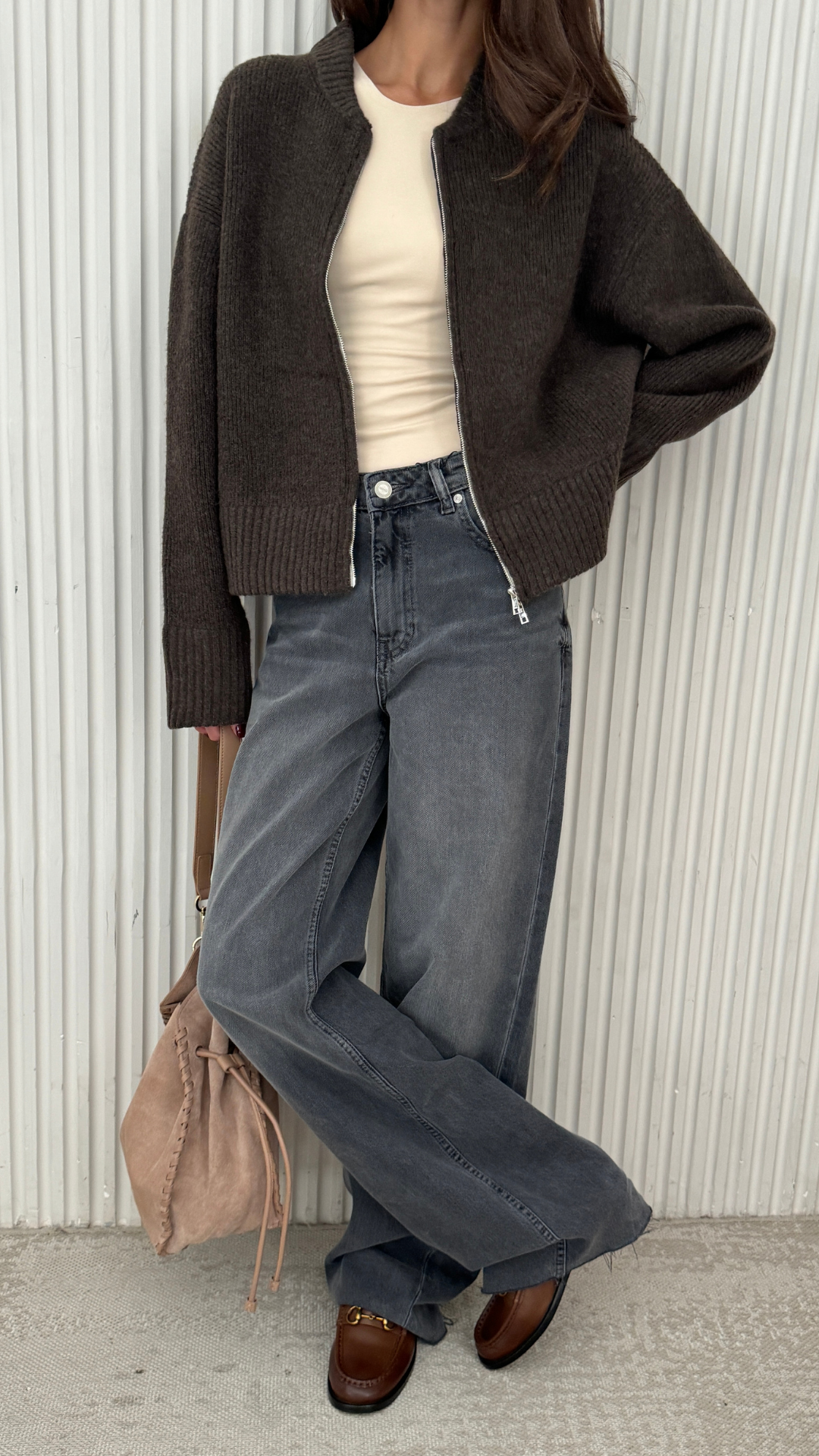 Zoey Zip Cardigan - Dark Espresso