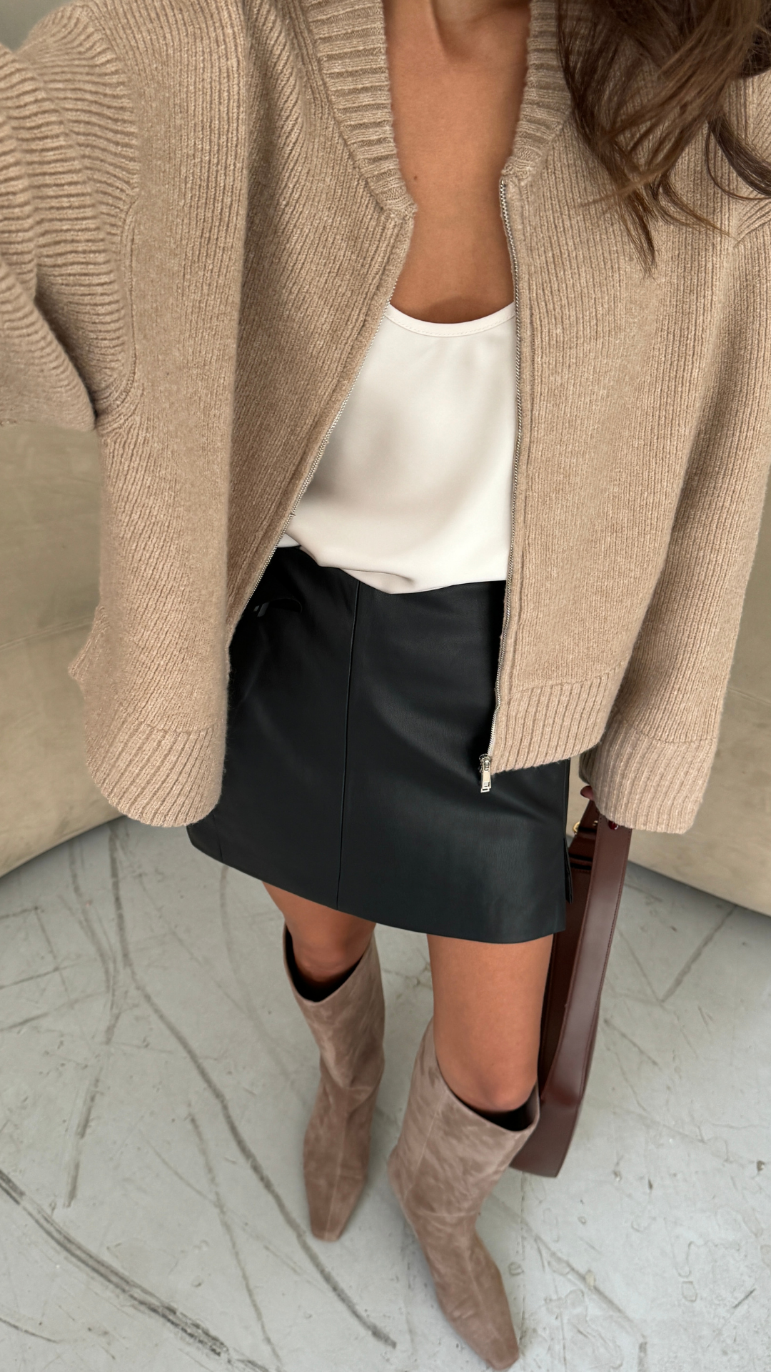 Zoey Zip Cardigan - Sand