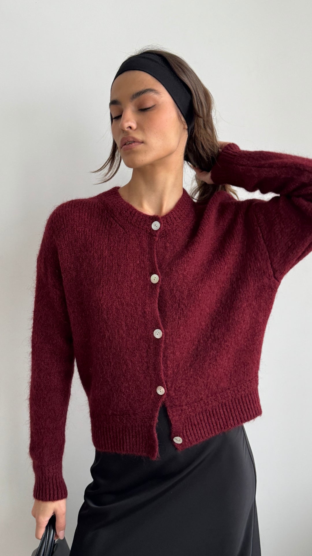 Reyna Cardigan - Dark Cherry