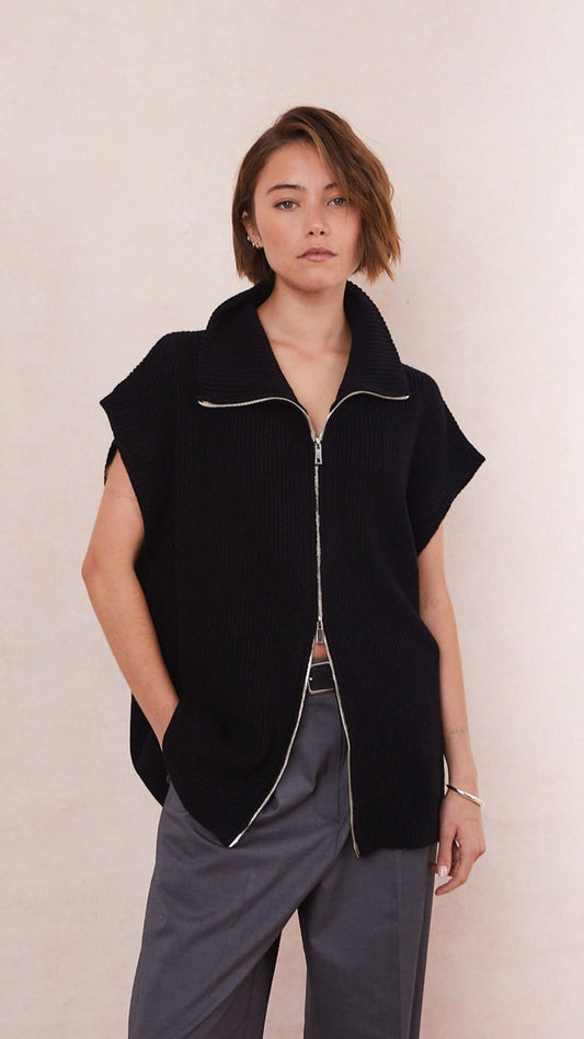 Millie Sleeveless Knit Cardigan - Black