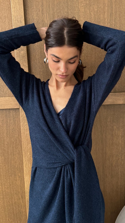 Keira Knit Wrap Dress - Midnight
