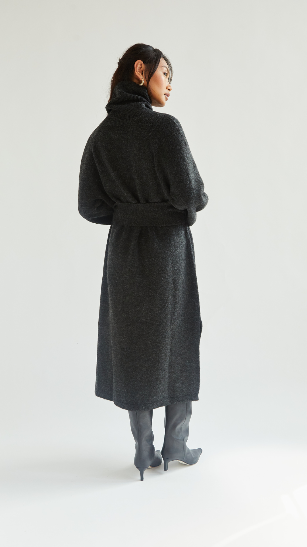 Abbie Knitted Dress - Black Melange