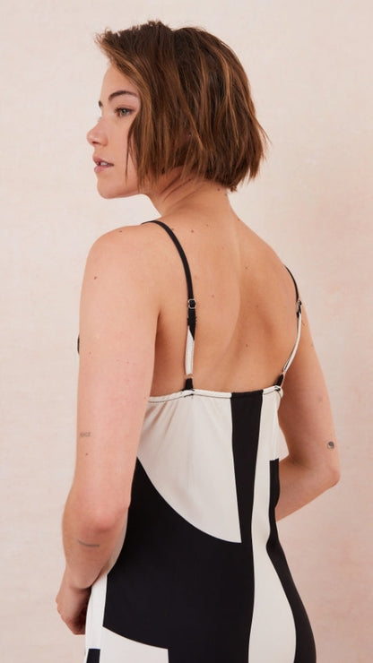 Lana Satin Dress - Abstract Print