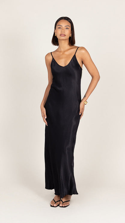 Lana Satin Dress - Black