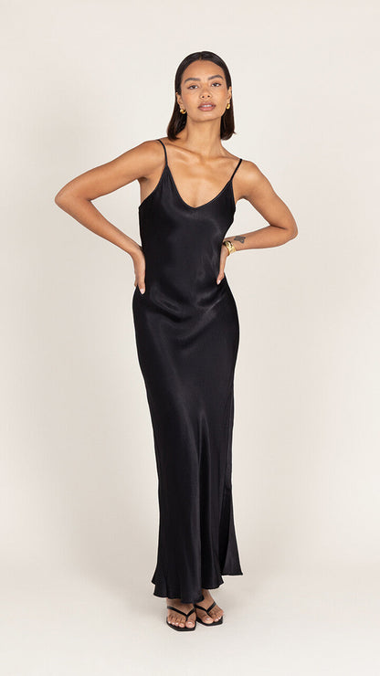 Lana Satin Dress - Black