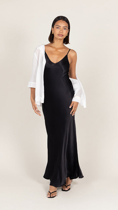 Lana Satin Dress - Black