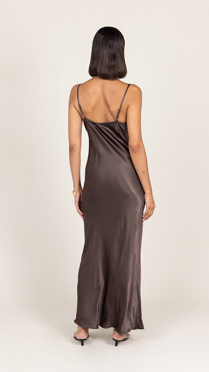 Lana Satin Dress - Espresso