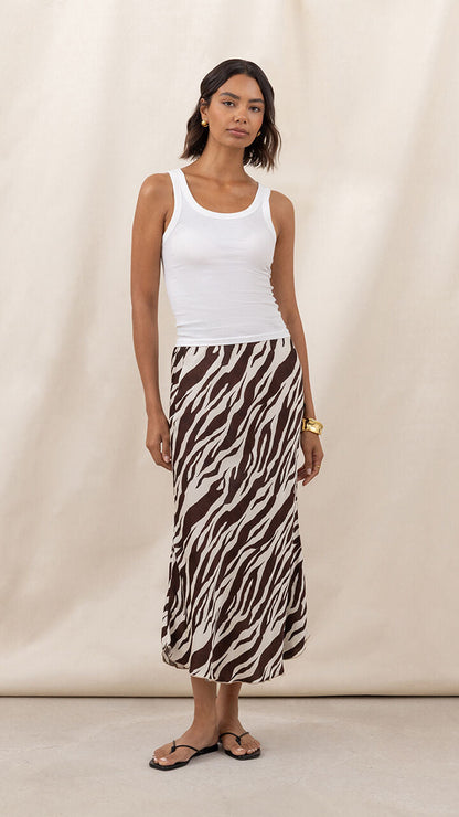 Sasha Satin Print Skirt - Zebra Print