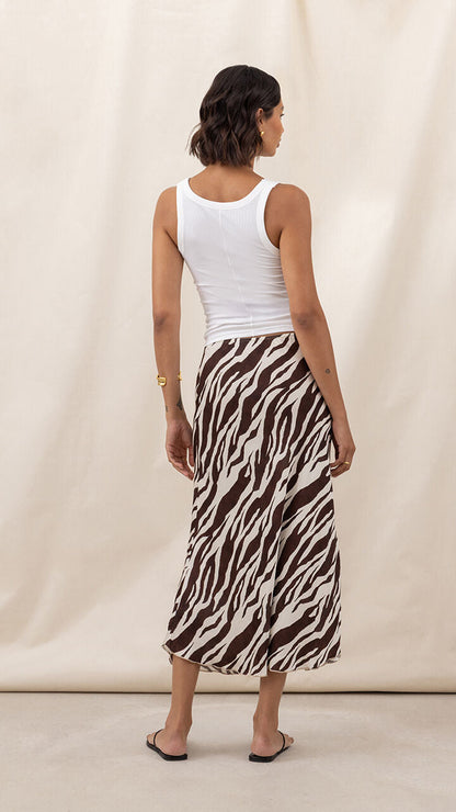 Sasha Satin Print Skirt - Zebra Print