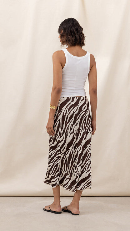 Sasha Satin Print Skirt - Zebra Print