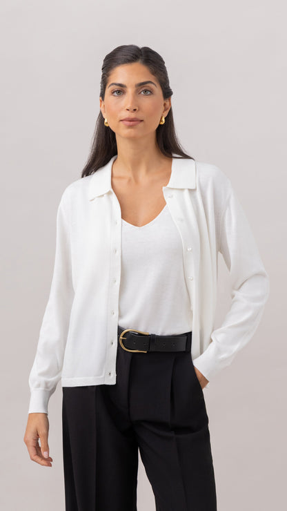 Kora Knitted Twin Set - Ivory