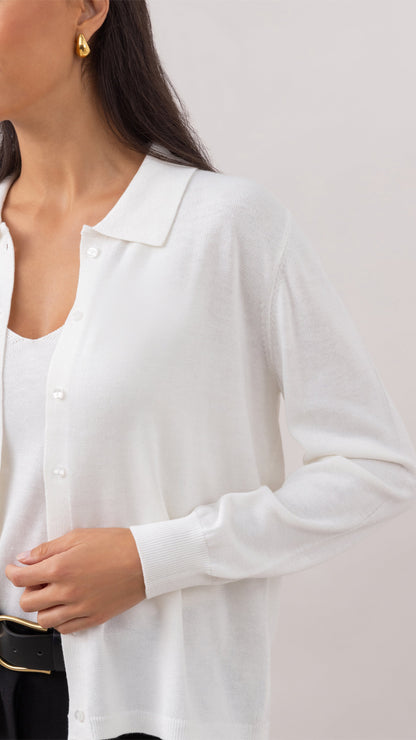 Kora Knitted Twin Set - Ivory