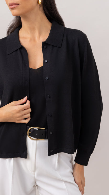 Kora Knitted Twin Set - Black