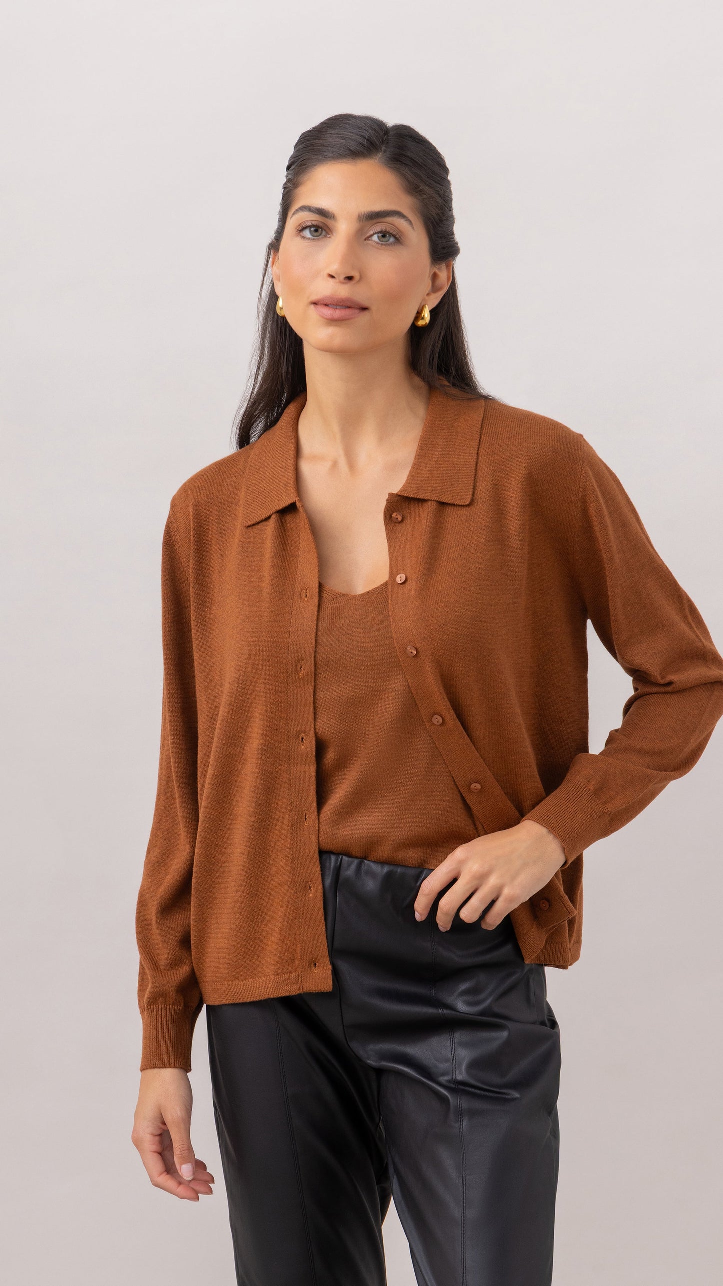 Kora Knitted Twin Set - Terracotta