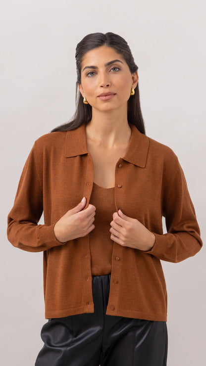 Kora Knitted Twin Set - Terracotta