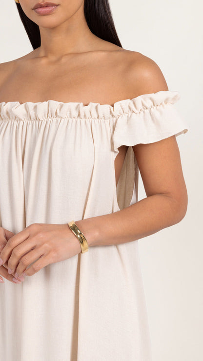 Alessia Contrast Dress - Ivory/ Black