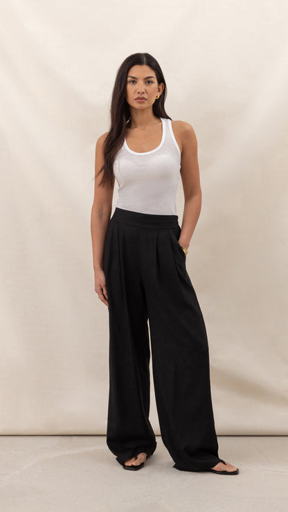 Alexis Linen Trousers - Black