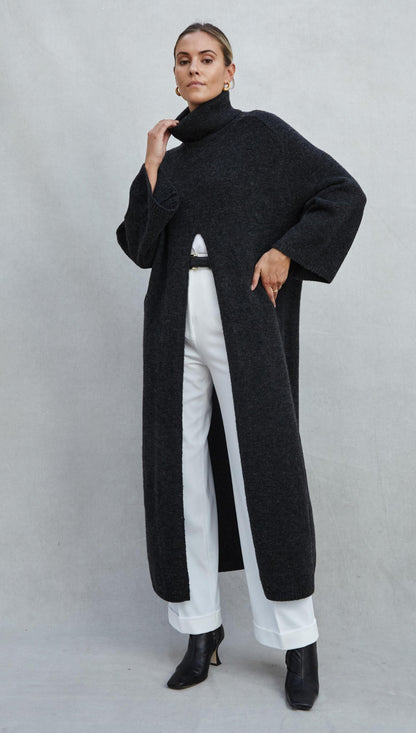 Vivienne Sweater Dress - Black Melange