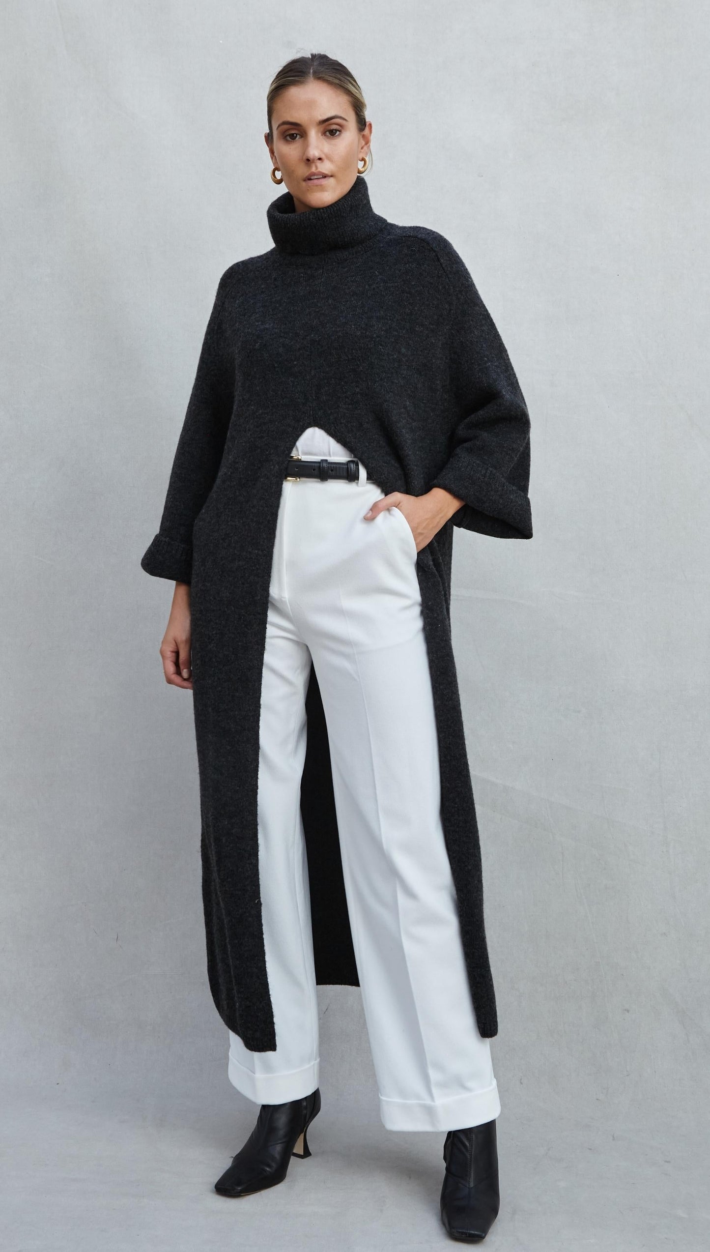 Vivienne Sweater Dress - Black Melange