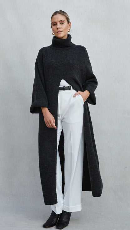 Vivienne Sweater Dress - Black Melange