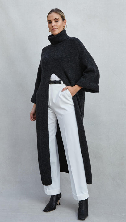 Vivienne Sweater Dress - Black Melange