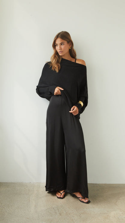 Natalie Asymmetric Sweater - Black