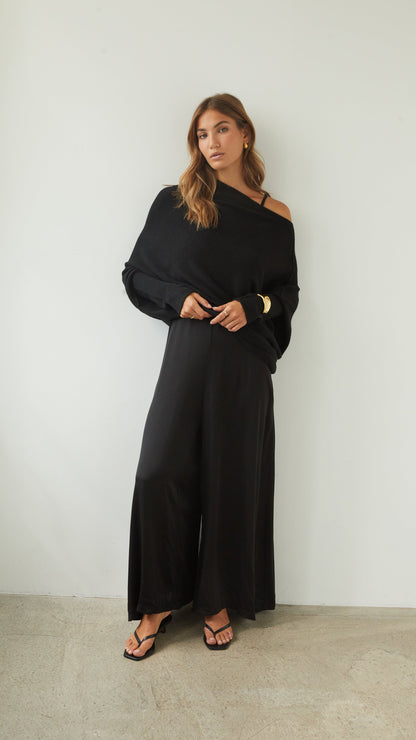Natalie Asymmetric Sweater - Black