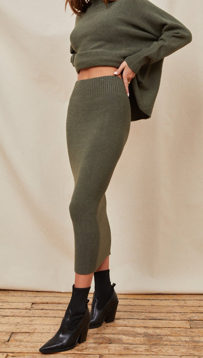 Alma Pencil Skirt - Khaki