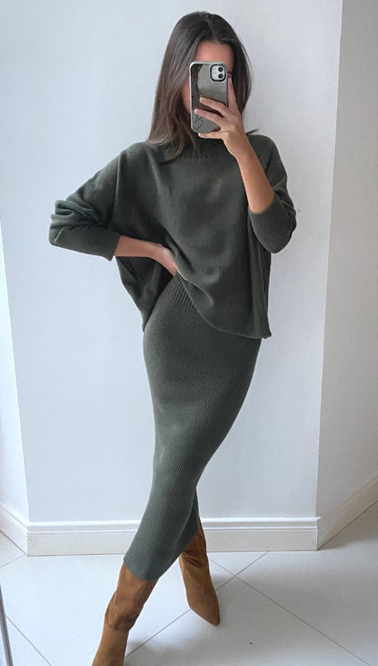 Alma Pencil Skirt - Khaki