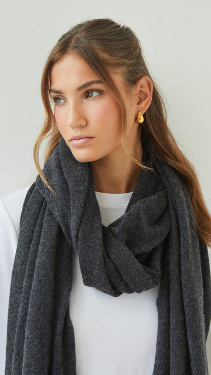 Cashmere Travel Wrap - Dark Grey Melange