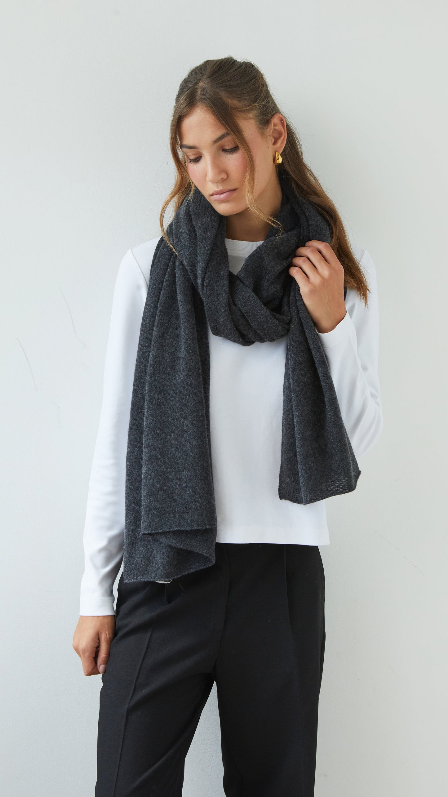 Cashmere Travel Wrap - Dark Grey Melange