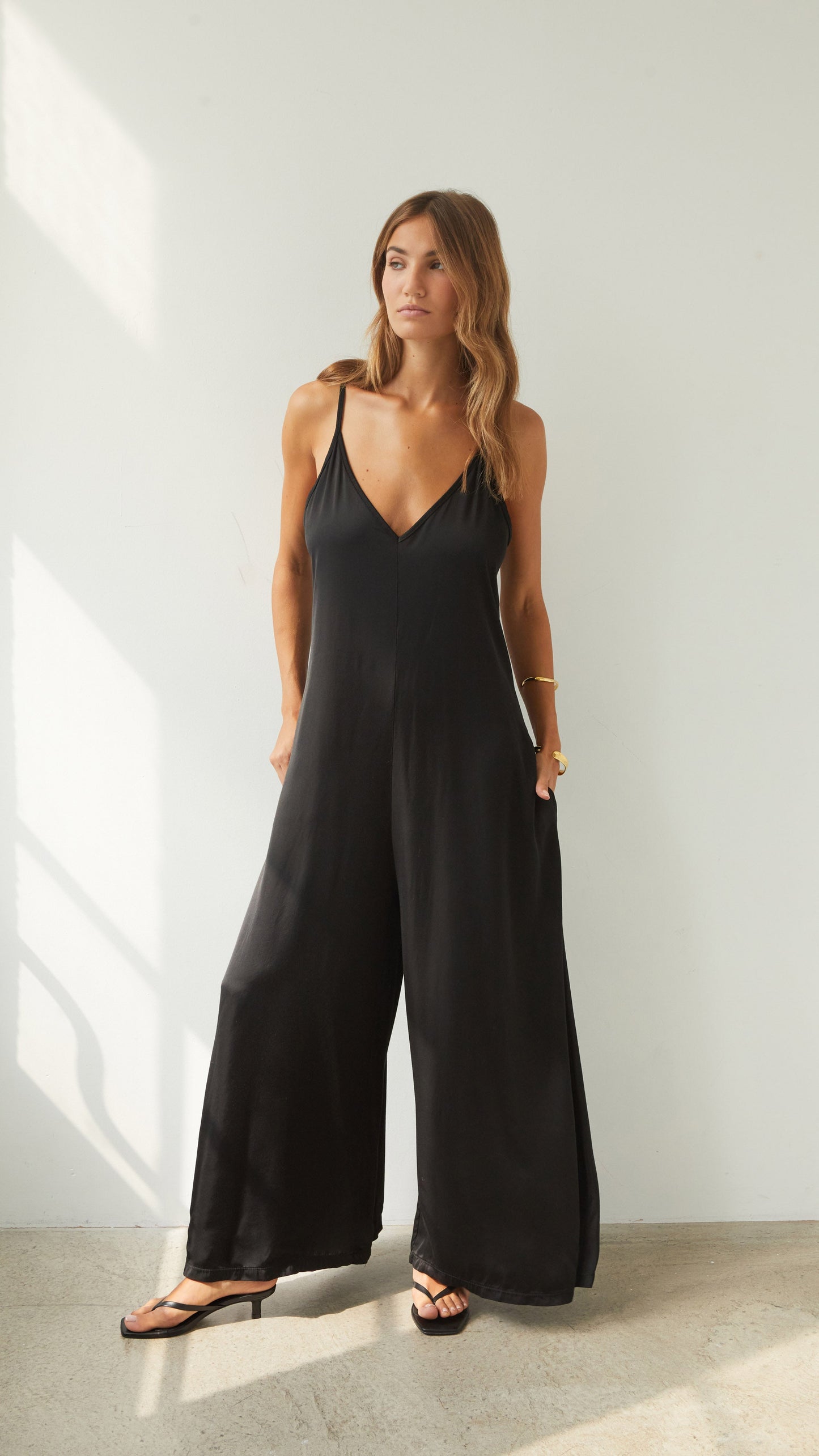 Natalie Satin Jumpsuit - Black