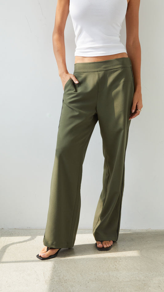 Kim Crepe Trousers - Khaki
