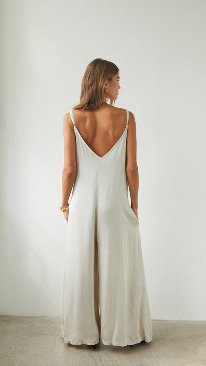 Natalie Satin Jumpsuit - Ivory