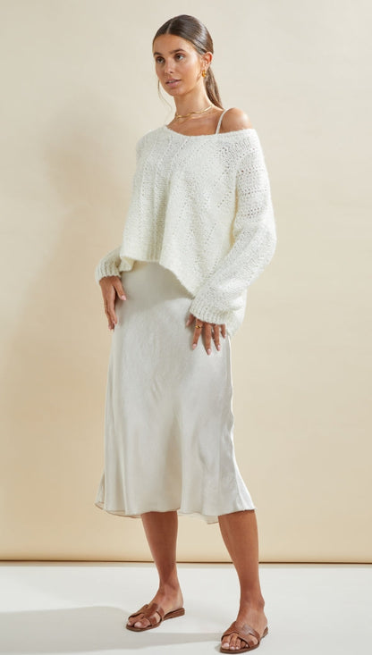 Iris Satin Dress - Pearl