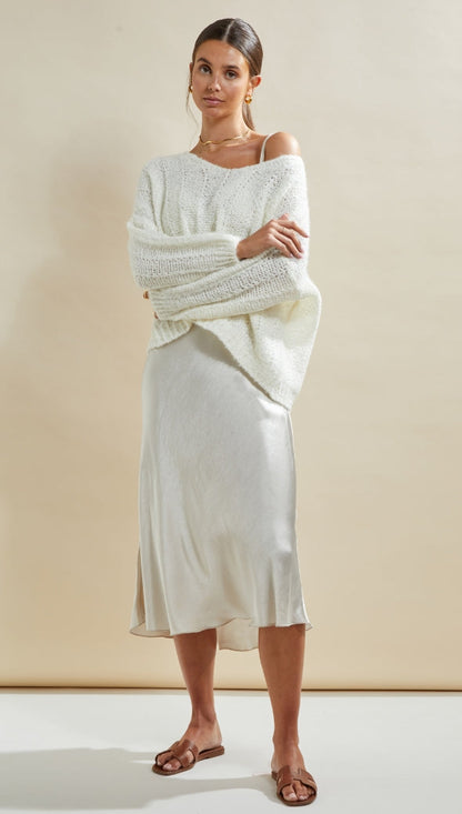 Iris Satin Dress - Pearl