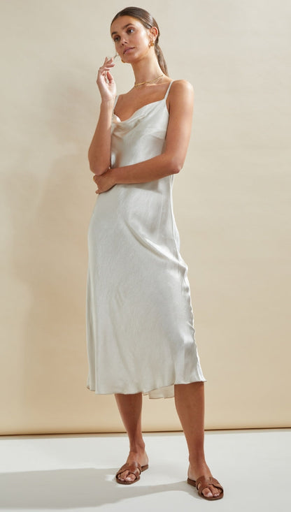 Iris Satin Dress - Pearl