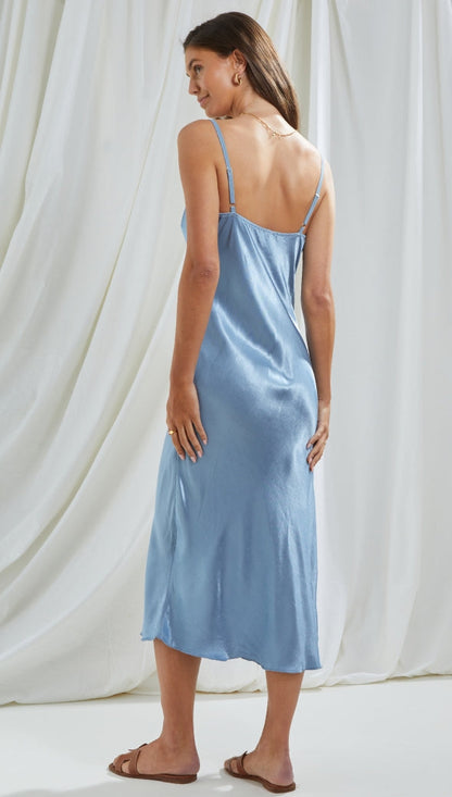 Iris Satin Dress - Sky Blue