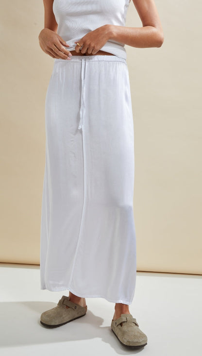 Phoebe Satin Skirt - White