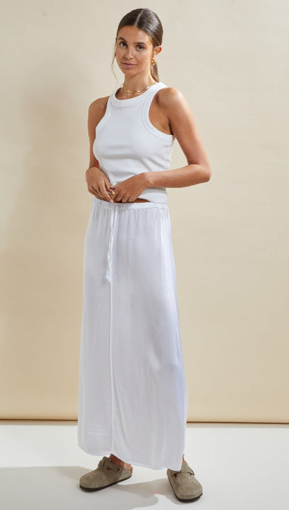 Phoebe Satin Skirt - White